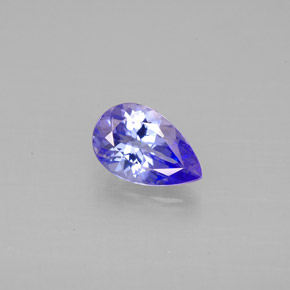 0.84캐럿 천연 푸르스름한 바이올렛 탄자나이트, 배 모양, 7.8×5 mm, VVS