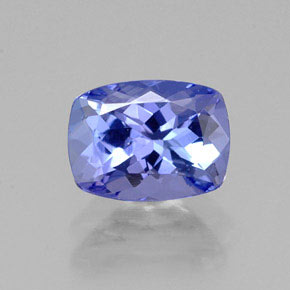 1.26캐럿 천연 바이올렛 블루 탄자나이트, 쿠션 컷, 7.5×5.6 mm, VVS