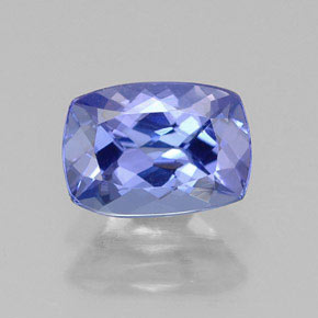 0.97캐럿 천연 바이올렛 블루 탄자나이트, 쿠션 컷, 6.9×4.9 mm, VVS