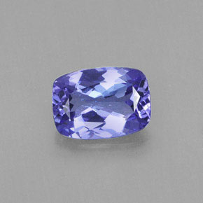 0.89캐럿 천연 바이올렛 블루 탄자나이트, 쿠션 컷, 7.1×5.1 mm, VVS