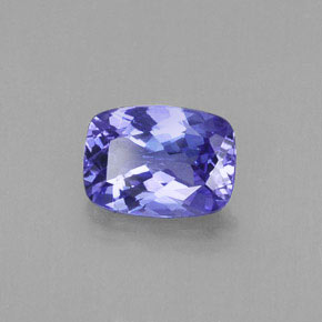 0.89캐럿 천연 바이올렛 블루 탄자나이트, 쿠션 컷, 7.1×5.1 mm, VVS