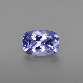 0.81캐럿 천연 바이올렛 블루 탄자나이트, 쿠션 컷, 7×4.9 mm, VVS