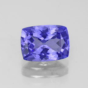 1.60캐럿 천연 바이올렛 블루 탄자나이트, 쿠션 컷, 8.2×6.1 mm, IF