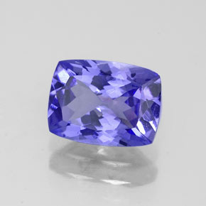 1.60캐럿 천연 바이올렛 블루 탄자나이트, 쿠션 컷, 8.2×6.1 mm, IF