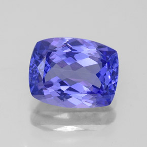 2.36캐럿 천연 바이올렛 블루 탄자나이트, 쿠션 컷, 9.2×7.2 mm, VVS