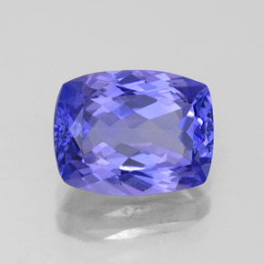 2.36캐럿 천연 바이올렛 블루 탄자나이트, 쿠션 컷, 9.2×7.2 mm, VVS