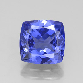 2.40캐럿 천연 바이올렛 블루 탄자나이트, 쿠션 컷, 8.1×7.9 mm, IF
