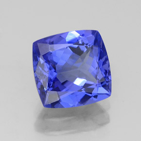 2.40캐럿 천연 바이올렛 블루 탄자나이트, 쿠션 컷, 8.1×7.9 mm, IF