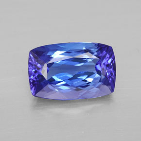 3.38캐럿 천연 바이올렛 블루 탄자나이트, 쿠션 컷, 10.8×7 mm, VVS