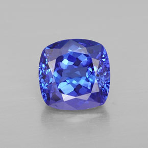 2.44캐럿 천연 바이올렛 블루 탄자나이트, 쿠션 컷, 7.8×7.8 mm, VVS