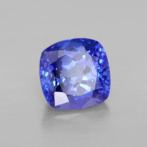 2.44캐럿 천연 바이올렛 블루 탄자나이트, 쿠션 컷, 7.8×7.8 mm, VVS