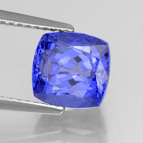 3.13캐럿 천연 바이올렛 블루 탄자나이트, 쿠션 컷, 7.9×7.7 mm, VVS