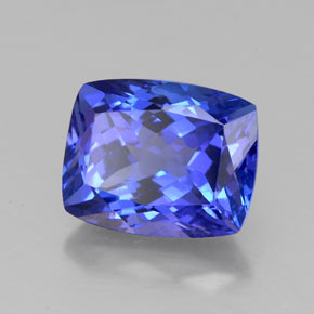 2.82캐럿 천연 바이올렛 블루 탄자나이트, 쿠션 컷, 9×7.2 mm, VVS-VS