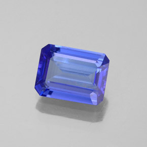1.63캐럿 천연 바이올렛 블루 탄자나이트, 에메랄드 컷, 8.2×6.1 mm, VVS-VS