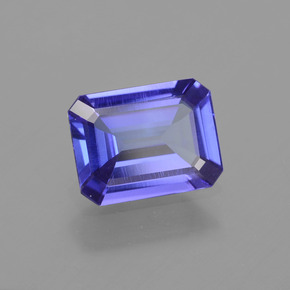 1.79캐럿 천연 바이올렛 블루 탄자나이트, 에메랄드 컷, 8.9×6.9 mm, VS