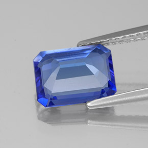 2.02캐럿 천연 바이올렛 블루 탄자나이트, 에메랄드 컷, 9.1×7.1 mm, VS
