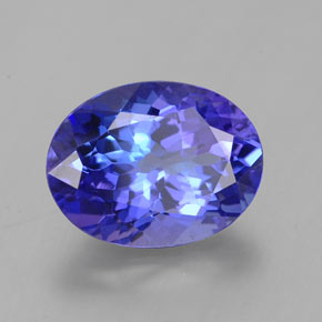 2.26캐럿 천연 바이올렛 블루 탄자나이트, 타원형 컷, 9.4×7.1 mm, VVS-VS