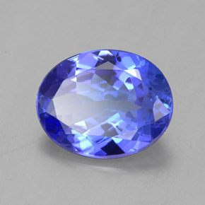 2.16캐럿 천연 바이올렛 블루 탄자나이트, 타원형 컷, 9.7×7.7 mm, VVS-VS