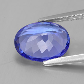 2.16캐럿 천연 바이올렛 블루 탄자나이트, 타원형 컷, 9.7×7.7 mm, VVS-VS