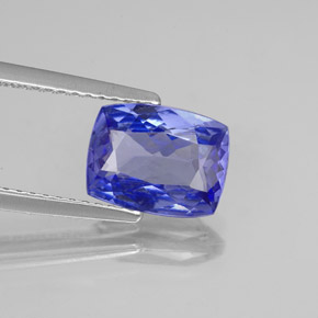2.16캐럿 천연 바이올렛 블루 탄자나이트, 쿠션 컷, 9.1×7 mm, VVS
