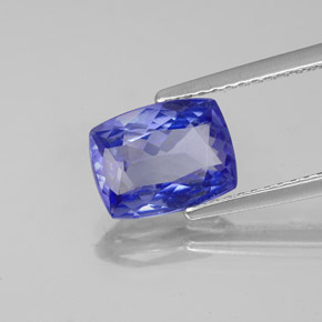 2.16캐럿 천연 바이올렛 블루 탄자나이트, 쿠션 컷, 9.1×7 mm, VVS