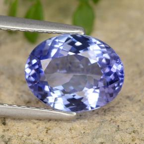 2.45캐럿 천연 바이올렛 블루 탄자나이트, 타원형 컷, 9.5×7.5 mm, VVS-VS
