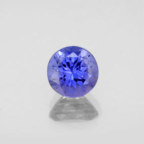 1.24캐럿 천연 바이올렛 블루 탄자나이트, 라운드 컷, 6.48 mm, VS
