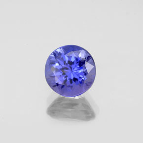 1.24캐럿 천연 바이올렛 블루 탄자나이트, 라운드 컷, 6.48 mm, VS