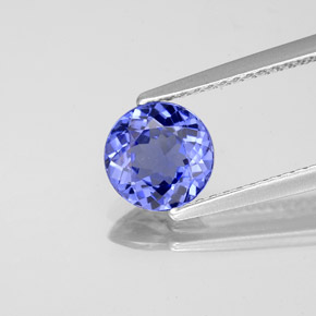 1.18캐럿 천연 바이올렛 블루 탄자나이트, 라운드 컷, 6.85 mm, VVS-VS