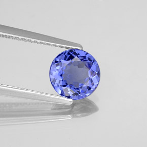 1.18캐럿 천연 바이올렛 블루 탄자나이트, 라운드 컷, 6.85 mm, VVS-VS