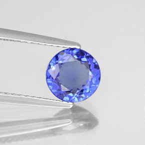 1.36캐럿 천연 바이올렛 블루 탄자나이트, 라운드 컷, 7.04 mm, VVS
