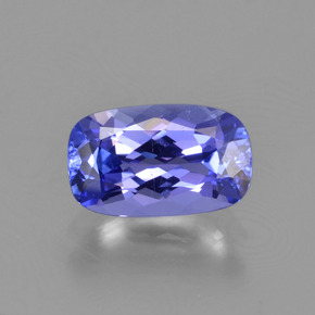 1.17캐럿 천연 강렬한 바이올렛 블루 탄자나이트, 쿠션 컷, 8.5×5.1 mm, VS