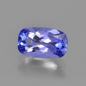 1.17캐럿 천연 강렬한 바이올렛 블루 탄자나이트, 쿠션 컷, 8.5×5.1 mm, VS