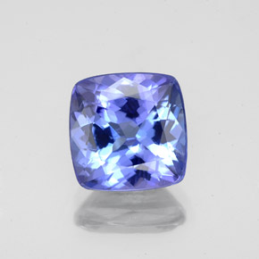 2.67캐럿 천연 바이올렛 블루 탄자나이트, 쿠션 컷, 8.2×8.2 mm, VS