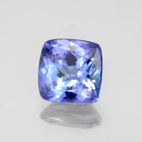 2.67캐럿 천연 바이올렛 블루 탄자나이트, 쿠션 컷, 8.2×8.2 mm, VS