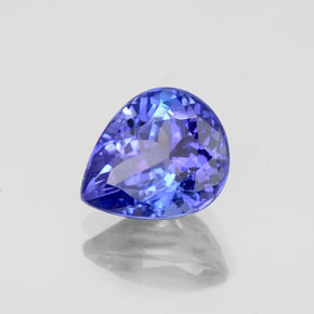 2.19캐럿 천연 바이올렛 블루 탄자나이트, 배 모양, 9.1×7.5 mm, VVS-VS