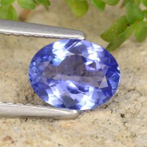1.26캐럿 천연 강렬한 바이올렛 블루 탄자나이트, 타원형 컷, 8×6.2 mm, SI