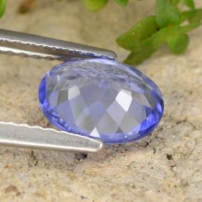 1.26캐럿 천연 강렬한 바이올렛 블루 탄자나이트, 타원형 컷, 8×6.2 mm, SI