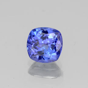 1.05캐럿 천연 바이올렛 블루 탄자나이트, 쿠션 컷, 6.1×6.1 mm, VS
