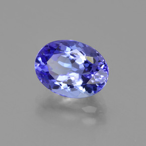2.22캐럿 천연 강렬한 바이올렛 블루 탄자나이트, 타원형 컷, 9.3×6.9 mm, VVS