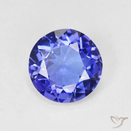 1.72ct 자연스러운 강렬한 바이올렛 블루 탄자나이트, 둥근, VVS