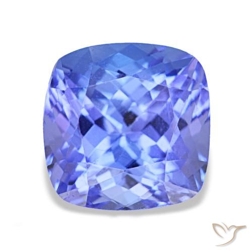 2.40캐럿 천연 강렬한 바이올렛 블루 탄자나이트, 쿠션 컷, 7.6×7.5 mm, VVS-VS