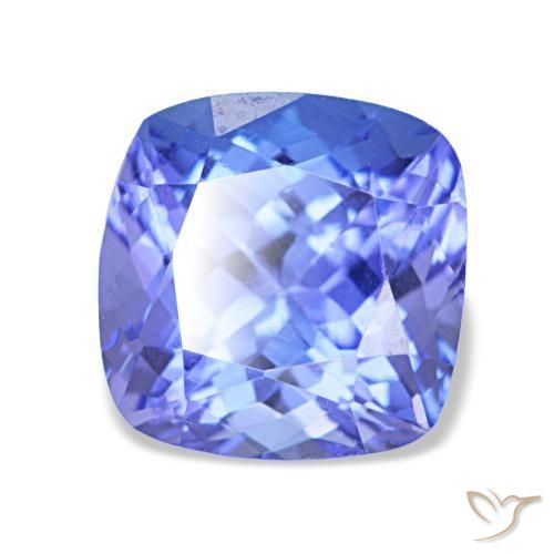 2.40캐럿 천연 강렬한 바이올렛 블루 탄자나이트, 쿠션 컷, 7.6×7.5 mm, VVS-VS