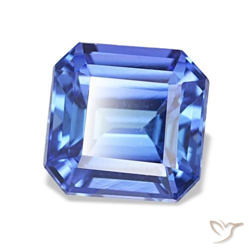 2.64캐럿 천연 강렬한 바이올렛 블루 탄자나이트, 에메랄드 컷, 7.8×7.6 mm, VVS