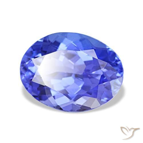 1.88캐럿 천연 인텐스 블루 탄자나이트, 타원형 컷, 8.8×6.8 mm, VVS