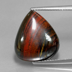 13.07캐럿 천연 멀티컬러 Tiger's Eye Matrix, 배 모양, 16.8×14.9 mm, 불투명체