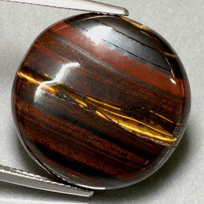 31.63캐럿 천연 멀티컬러 Tiger's Eye Matrix, 라운드 컷, 21.34 mm, 불투명체