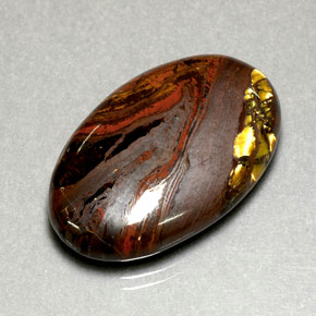 35.49캐럿 천연 멀티컬러 Tiger's Eye Matrix, 타원형 컷, 29×18.6 mm, 불투명체