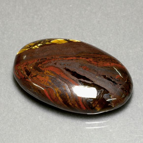 35.49캐럿 천연 멀티컬러 Tiger's Eye Matrix, 타원형 컷, 29×18.6 mm, 불투명체