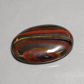45.58캐럿 천연 멀티컬러 Tiger's Eye Matrix, 타원형 컷, 30.9×21.6 mm, 불투명체